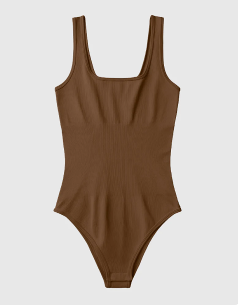 Square Neck Ribbed Bodysuit