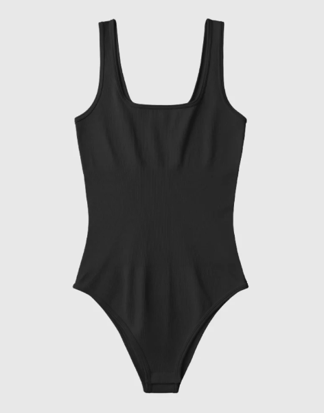 Square Neck Ribbed Bodysuit