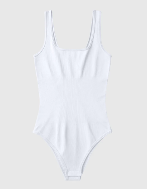 Square Neck Ribbed Bodysuit